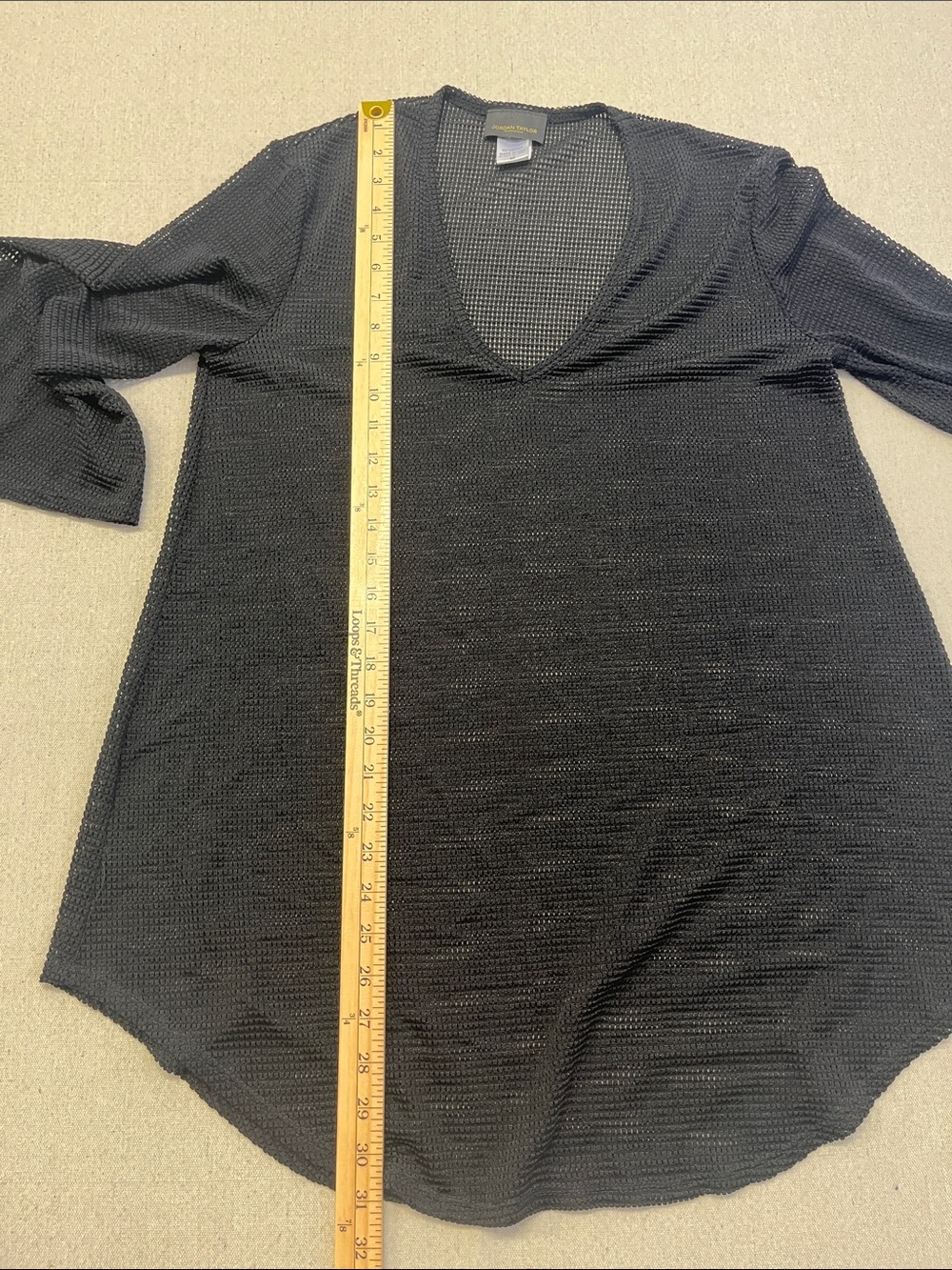 Jordan Taylor Black Mesh Swim Cover Up Tunic Top Size Medium - Picture 7 of 9
